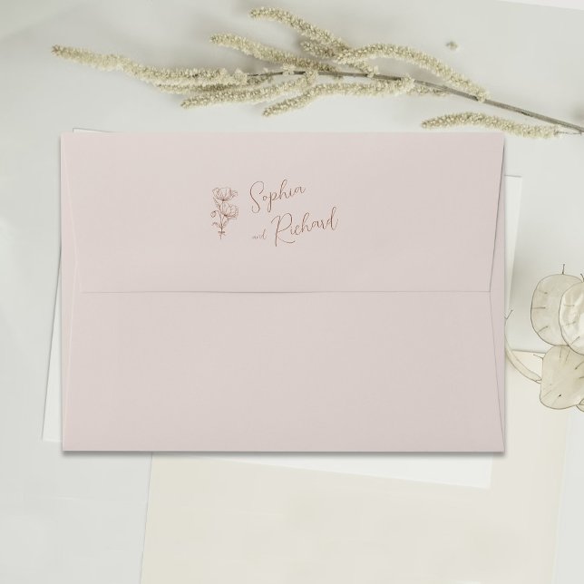 Minimalist Terracotta Boho Botanicals Wedding Envelope (Creator Uploaded)