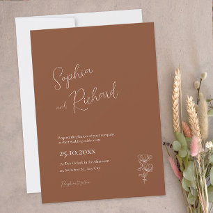 Minimalist Terracotta Boho Botanicals Wedding Invitation