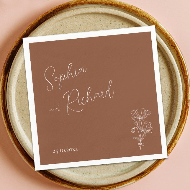Minimalist Terracotta Boho Botanicals Wedding Napkin (Creator Uploaded)