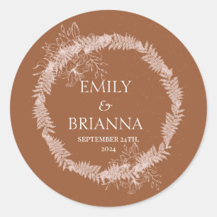 Minimalist terracotta boho Burnt Name Classic Round Sticker