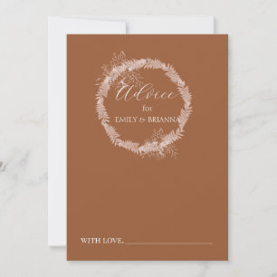 Minimalist terracotta boho Burnt Orange wedding Advice Card