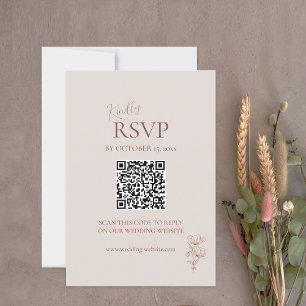 Minimalist Terracotta Boho QR Code RSVP Card