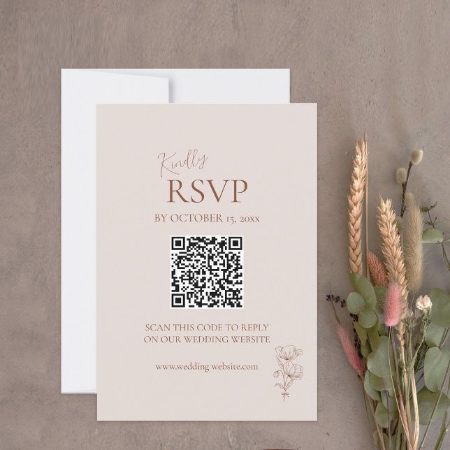 Minimalist Terracotta Boho QR Code RSVP Card (Creator Uploaded)