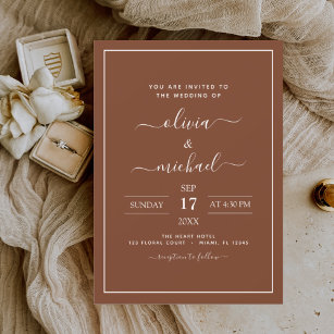 Minimalist Terracotta Boho Wedding Invitation