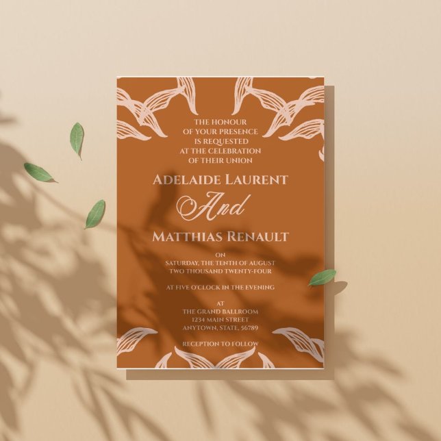 Minimalist Terracotta Boho Wedding Invitation (Creator Uploaded)