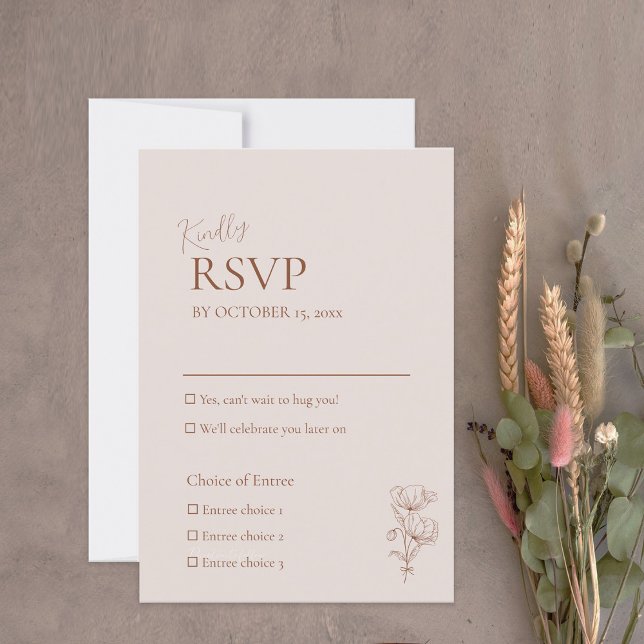 Minimalist Terracotta Boho Wedding RSVP Card (Creator Uploaded)
