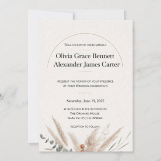 Minimalist Terracotta Botanical Wedding Invitation