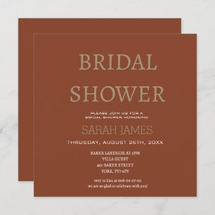 Minimalist Terracotta Bridal Shower Custom Square  Invitation