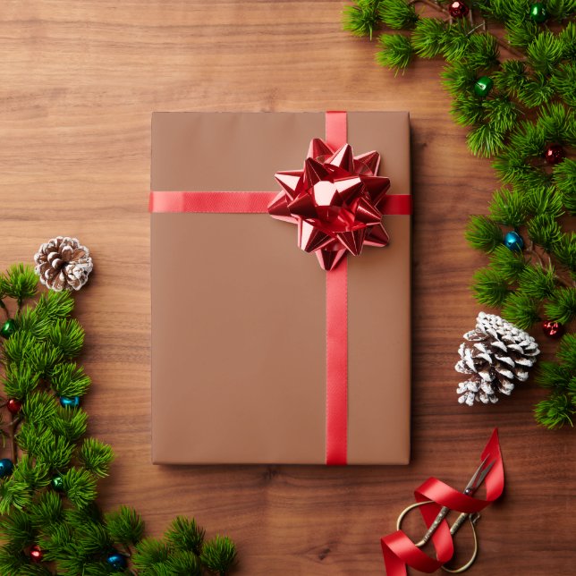 Minimalist terracotta brown solid plain elegant  wrapping paper (Holiday Gift)