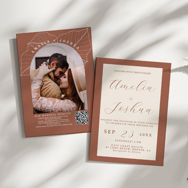 Minimalist Terracotta Burnt Orange Boho Invitation (Creator Uploaded)