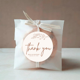 Minimalist Terracotta Burnt Orange Boho Wedding Classic Round Sticker