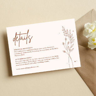 Minimalist Terracotta Burnt Orange Boho Wedding Enclosure Card