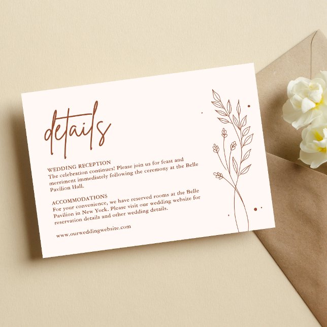 Minimalist Terracotta Burnt Orange Boho Wedding Enclosure Card (Creator Uploaded)