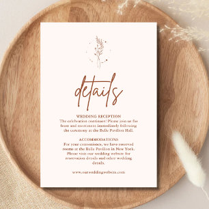 Minimalist Terracotta Burnt Orange Boho Wedding Enclosure Card