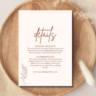 Minimalist Terracotta Burnt Orange Boho Wedding Enclosure Card