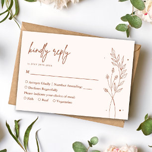 Minimalist Terracotta Burnt Orange Boho Wedding RSVP Card