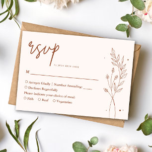Minimalist Terracotta Burnt Orange Boho Wedding RSVP Card