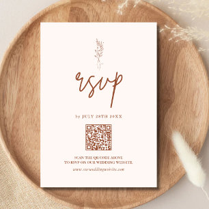 Minimalist Terracotta Burnt Orange Boho Wedding RSVP Card