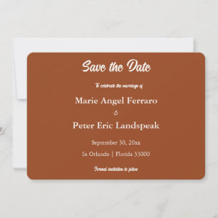 Minimalist Terracotta Burnt Orange Save The Date