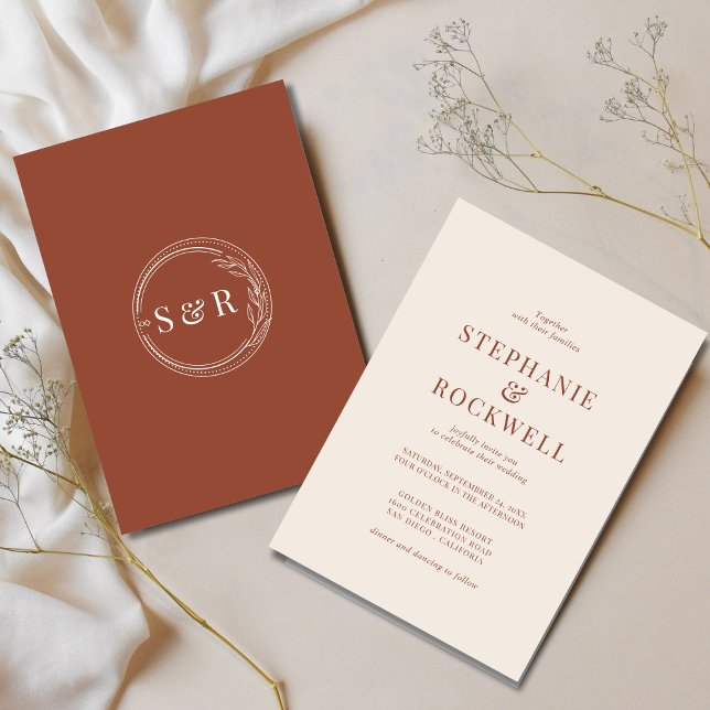 Minimalist Terracotta Burnt Orange Wedding Invitation (Creator Uploaded)