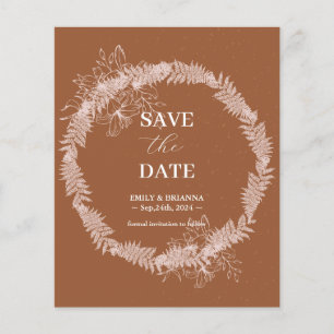 Minimalist terracotta Burnt wedding Save the Date Flyer