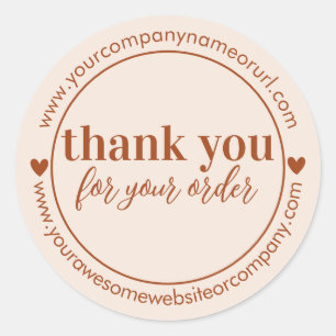 Minimalist Terracotta Business Customer Thank You Classic Round Sticker
