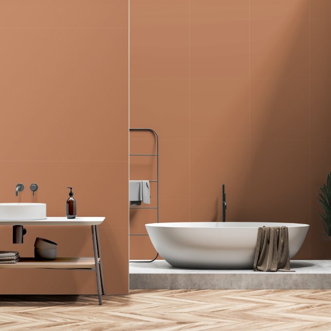 Minimalist terracotta clay solid plain modern chic wallpaper (Bathroom)