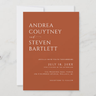 Minimalist Terracotta Fall Wedding Invitation