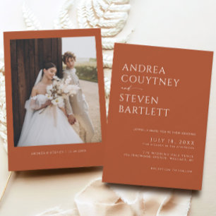 Minimalist Terracotta Fall Wedding Invitation