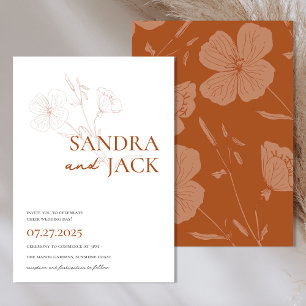 Minimalist Terracotta Floral boho wedding Invitation