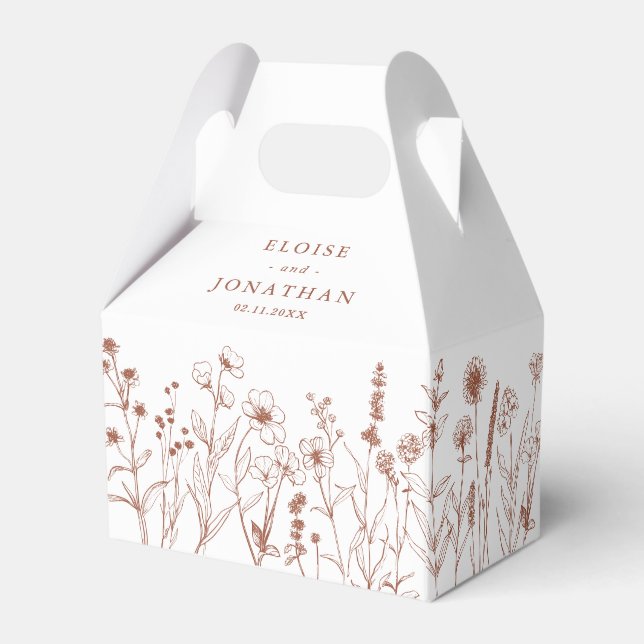 Minimalist terracotta floral thank you wedding  favour box (Back Side)