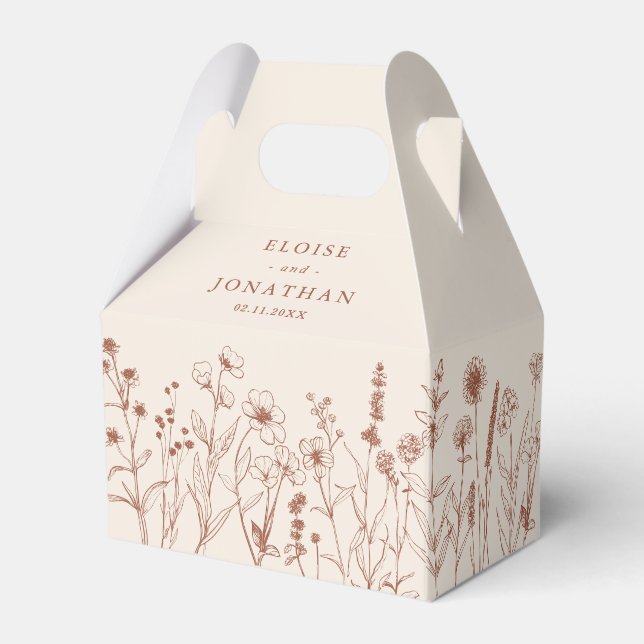 Minimalist terracotta floral thank you wedding  favour box (Back Side)