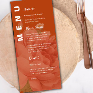 Minimalist Terracotta Floral Wedding Party Menu