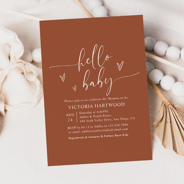 Minimalist Terracotta Gender Neutral Baby Shower Invitation (Creator Uploaded)