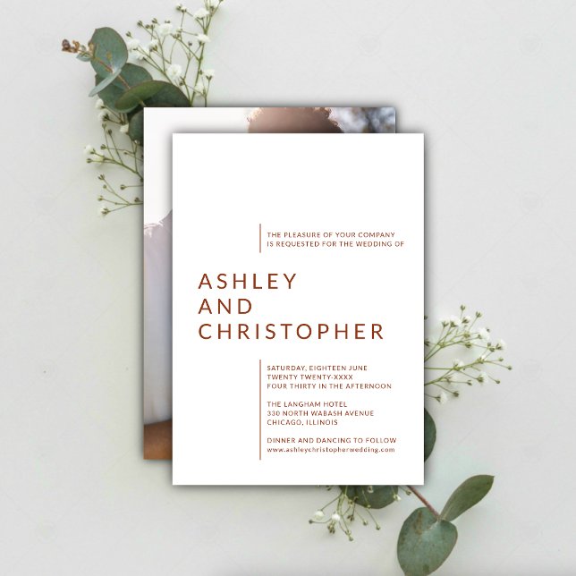 Minimalist Terracotta Isolated Names Photo Wedding Invitation (Creator Uploaded)