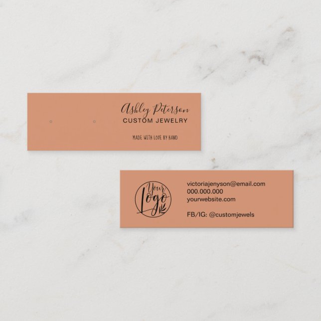 Minimalist terracotta jewellery earring display mini business card (Front/Back)
