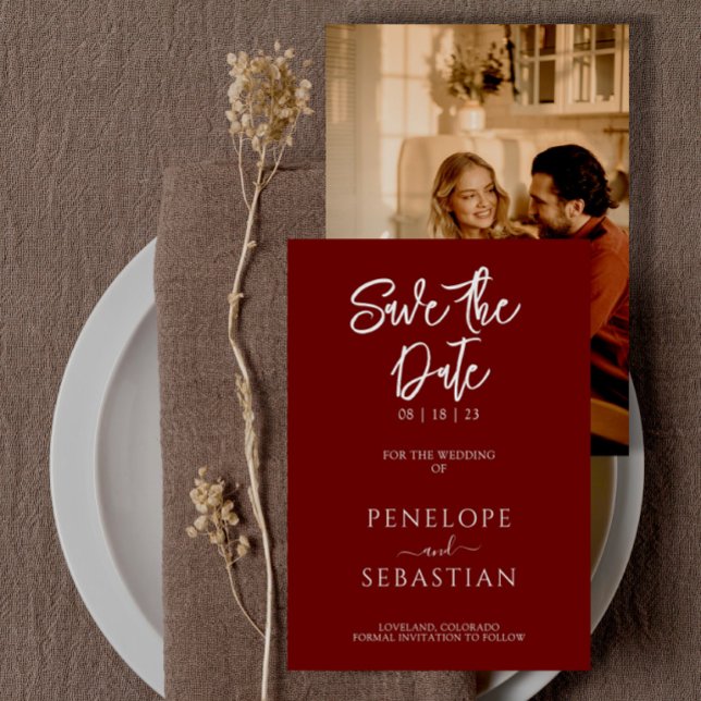 Minimalist Terracotta Modern Boho Photo Wedding Save The Date (Creator Uploaded)