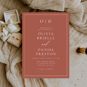 Minimalist Terracotta Modern Calligraphy Wedding Invitation