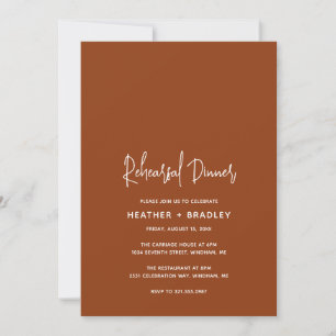 Minimalist Terracotta Modern Rehearsal Dinner Invitation