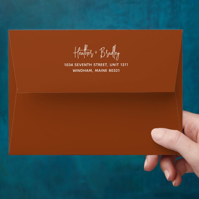 Minimalist Terracotta Modern Wedding Envelope (Hand)