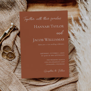 Minimalist Terracotta Modern Wedding Invitation
