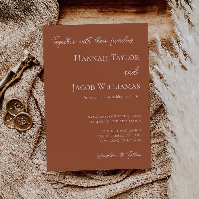Minimalist Terracotta Modern Wedding Invitation (Creator Uploaded)
