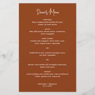 Minimalist Terracotta Modern Wedding Menu