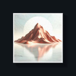 Minimalist Terracotta Mountain - Modern Abstract L Canvas Print<br><div class="desc">A serene and minimalist abstract landscape featuring a majestic mountain in warm terracotta tones with intricate pleated textures. Set against a large, soft white sun and a reflective marble-like floor, this piece embodies peaceful modern elegance. Ideal for Scandi-boho living rooms, contemporary office spaces, or as a calming focal point in...</div>