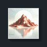 Minimalist Terracotta Mountain - Modern Abstract L Canvas Print<br><div class="desc">A serene and minimalist abstract landscape featuring a majestic mountain in warm terracotta tones with intricate pleated textures. Set against a large, soft white sun and a reflective marble-like floor, this piece embodies peaceful modern elegance. Ideal for Scandi-boho living rooms, contemporary office spaces, or as a calming focal point in...</div>