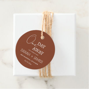 Minimalist Terracotta One Day Away Wedding Favour Tags