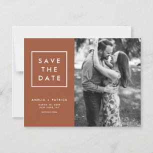 Minimalist Terracotta Photo Save the Date Magnetic Invitation