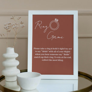 Minimalist terracotta ring game don't say bride poster