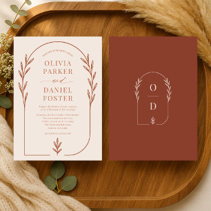Minimalist Terracotta Rust Boho Arch Wedding Invitation