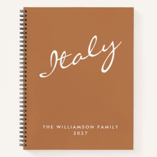 Minimalist Terracotta Script Personalised Travel Notebook
